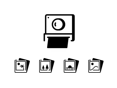 Polaroid photography scenes 3d icons beach custom icons desert hipter icon icon set icons illustration landscape line icons photo photography polaroid retro scenic solid icons sunset ui visual design