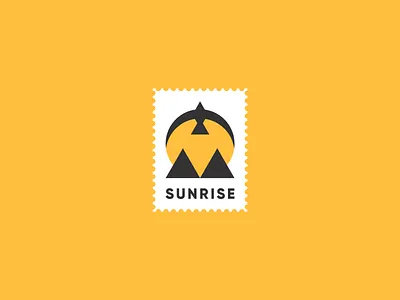 SUNRISE bird geometric design logo mountains nature simple stamp sun