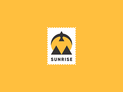 SUNRISE bird geometric design logo mountains nature simple stamp sun