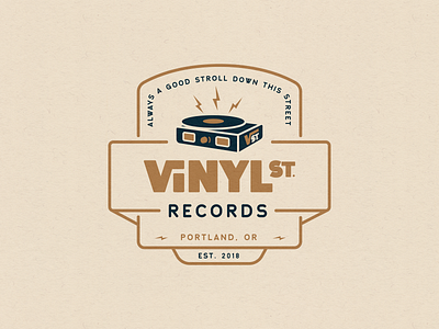 Vinyl St. Records — T-shirt Design brand identity branding design graphic design hand lettering illustration logotype pdx record record player spot illustration tshirt design typography vintage vinyl vinyl record