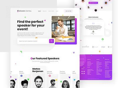 Speaker Central beautiful branding clean landing landing page design landingpage layout typography ui ux ux design website