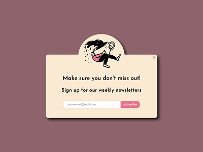 Pop Up / Overlay 016 app cute dailyui dailyuichallenge design email illustration illustrator message minimal mobile newsletter overlay popup signup ui web web design window