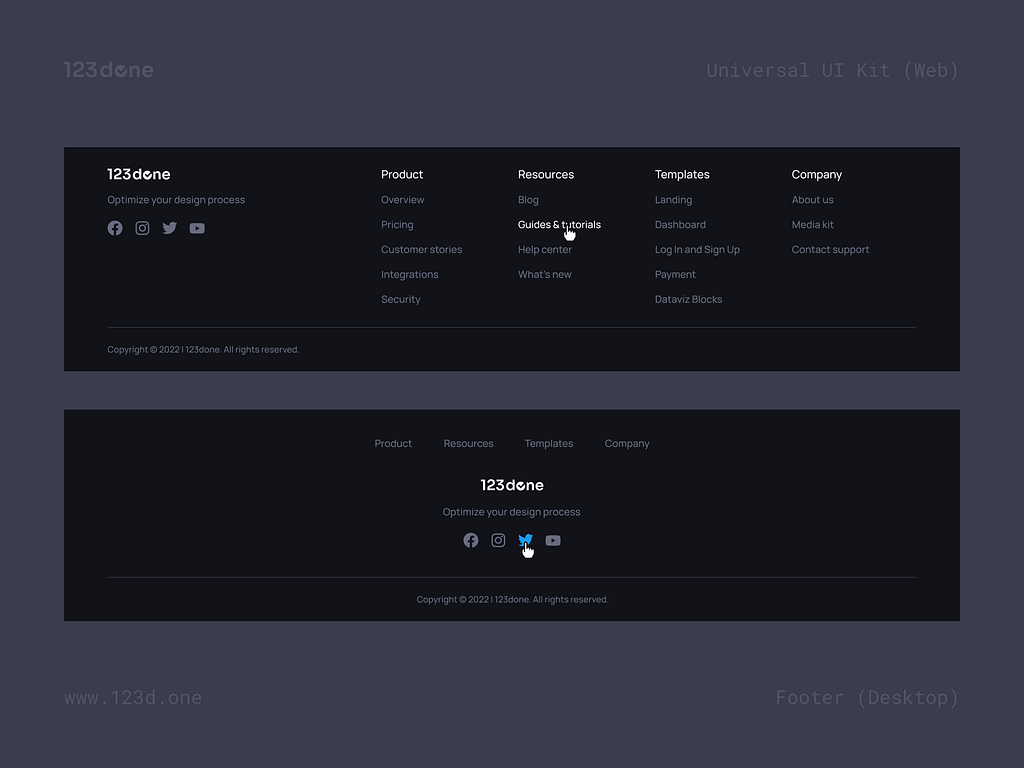 Universal UI Kit (Web) | Footer by Dima Groshev | 123done on Dribbble