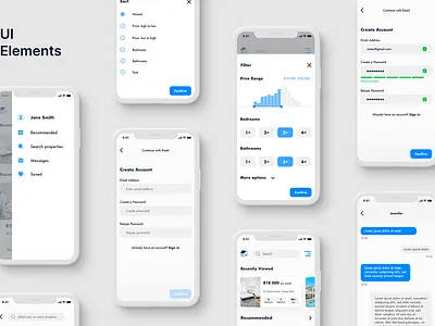 Modern Rentals - UI Elements property app property website rental app rentals responsive ui design ux design web design