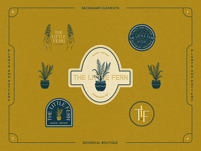 The Little Fern — Secondary Elements botanical brand brand design branding branding and identity design fern graphic design hand drawn handmade illustration plants pottery spot illustration typography