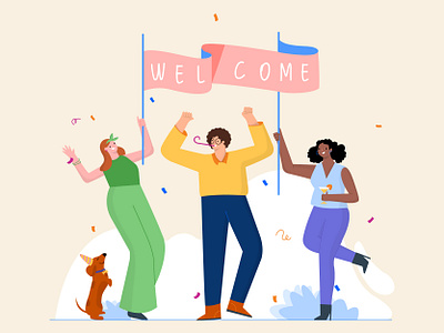 Welcome best boy careers celebrate design excited happy hire hiring illustration illustrator invite landingpage party talent team teamwork welcome work workplace