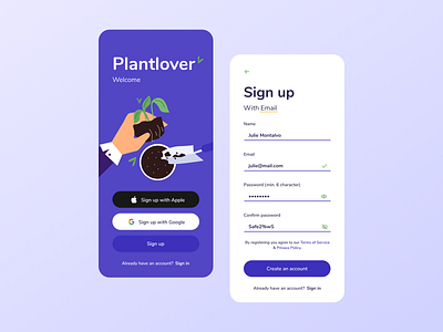 Sign up Plantlover design ui designer figma signup