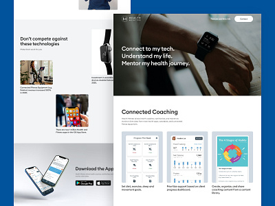 Health mentor fitness coaching clean coaching concept fitness app landing page layout smartwatch tracking app ui ux ui design web design website