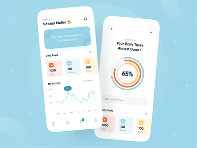 Activity Tracker App activity activity app activity feed activity tracker activity tracker app dailytask design goal health app running app sleep app sport stats task list task management tracking app training app ui uiux workout app