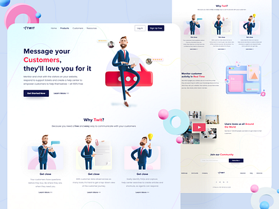 Web Chat Agency Landing Page 3d 3d icons 3d ilustration agency chatbot illustration landingpage logo service trendy ui uiux ux web design webdesign