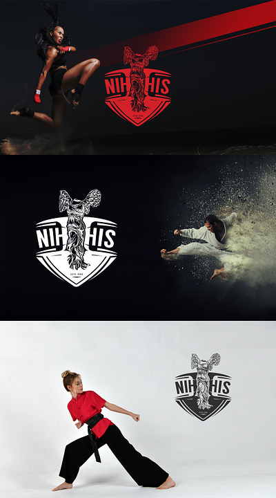 Nihhis logo design and branding black boxing boxing club branding design emblem fitness fitness logo graphic design gym gym branding gym logo logo logo design martial arts nike red