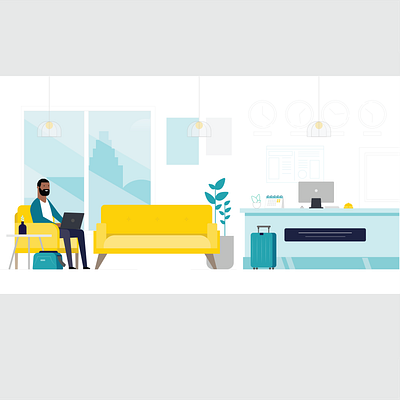 Working Remotely: Illustrated Scenes cafe design hotel illustration office