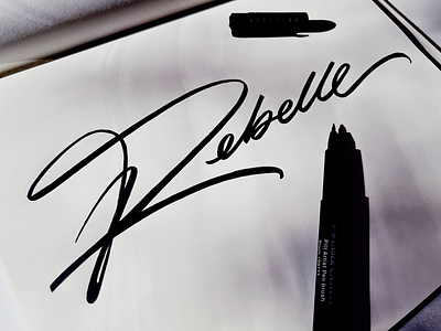 Rebelle branding brushlettering calligraphy custom design fashion flow handwritten identity lettering logo process script sketchbook sophisticated type unique