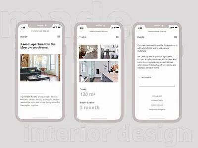 Interior design studio portfolio page about page about us architecture branding design figma interior interior design interiordesign minimal mobile portfolio portfolio design portfolio page tilda ui ux web webdesign