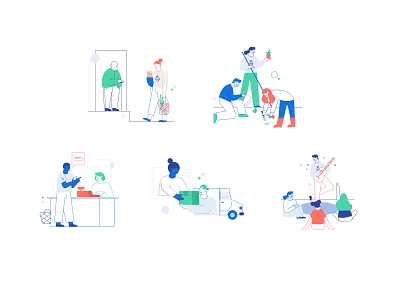 Helpers character flat health help helper line linear together ui ux vector work