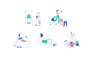 Helpers character flat health help helper line linear together ui ux vector work