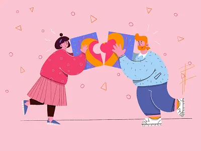 Match animation character design couple design education illustration love match procreate soulmates spotillustration web website