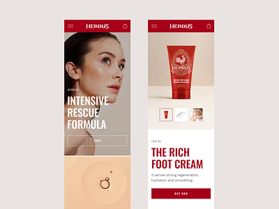 Herbus - Mobile clean concept cosmetics cream description gallery hero image mobile modern motion natural product page redesign repsonsive shopping cart skin skincare typography ui ux