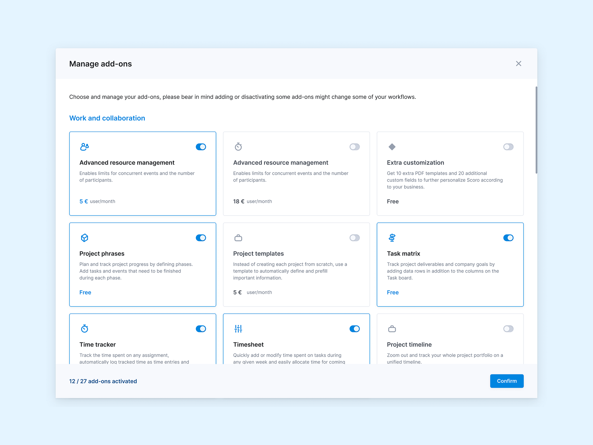Modal selection Concept Add-ons by Helena Mäeorg on Dribbble