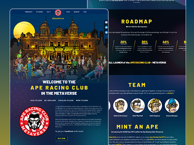 Ape Racing Club ape design game nft ui