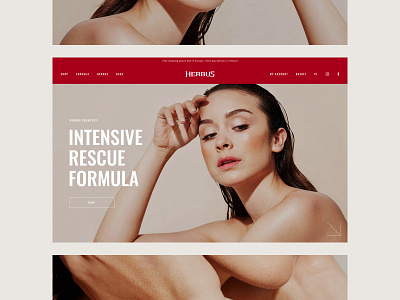 Herbus - Case Study brand clean cosmetics cream design landing minimal modern moodboard natural oswald photo red skin skincare typography ui ux whoman zoom