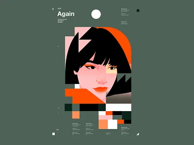 Four abstract abstract pattern composition gird girl girl illustration girl portrait illustration laconic layout lines minimal modern pattern plakat portrait portrait illustration poster typography