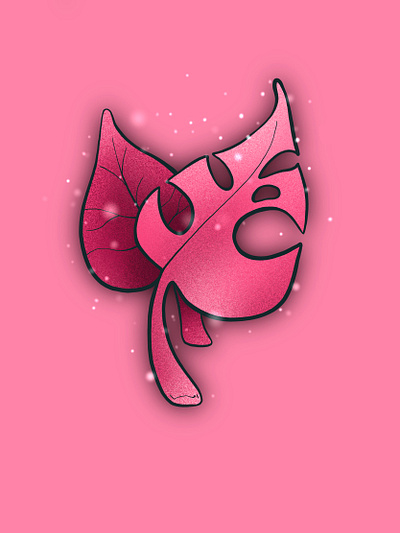 Sparkling Pink leaves art design digital drawing illistration leaf lights nature
