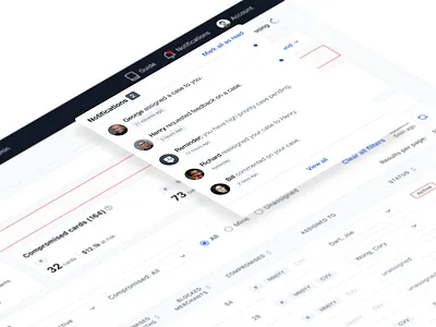 Notifications widget clean ui dashboard design enterprise finserv fintech interface modern notification saas ui ux widget