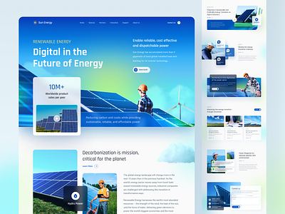 Sun Energy Landing Page - Exploration blue cost effective decarbonization design dispatchable power dribbble energy future landingpage panels power power supply reliable save earth save planet sun ui uidesign ux web