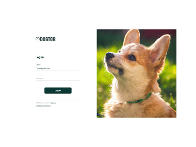 Log in - Dogtor UI/UX Design dog figma log in log in form log in screen project ui ui design uidesign uiux ux ux design web webdesign