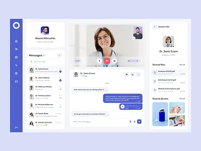 Medical Health Care Dashboard | Messages 👨🏻⚕️ chat dashboad dashboard design dashboard ui design doctor health healthcare healthcare app hospital hospital app medecine medical medical app messages patient ui video chat web web app