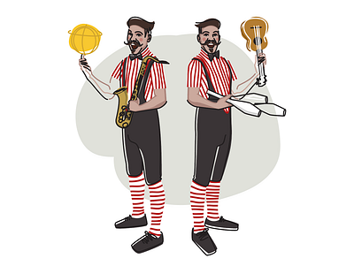 🏀🎷🤹🏽 The Twins Trip 🤹🏽🎸🎳 artists character circus drawing illustration lineart musicians performers twins vector