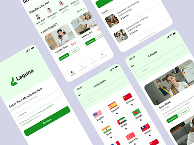Language learning app app ui appdesign education language app language learning learning learning app lms lms app mobile app ui design uiux design wireframe