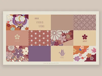 Japanese pattern aesthetic beige cherryblossom design flowers japanese origami pink purple red sakura traditional violet