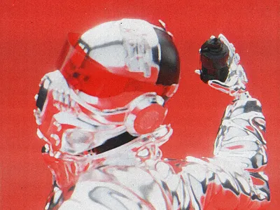 Chrome trooper 3d 3d art 3d artist blend blender blender 3d blender3d blender3dart blendercycles chrome collab collabs metallic red retro retrofuturism scifi soldier vintage