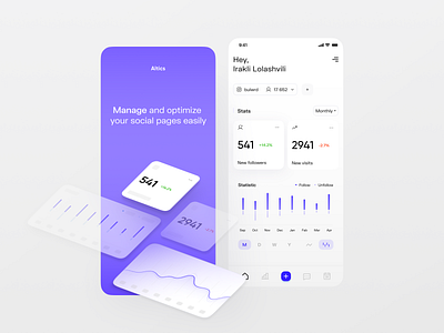 Social Pages Analytics account analysis analytics analytics chart analytics dashboard app calendar clean clean ui dashboad design graph instagram minimalistic mobile schedule statistic stats ui
