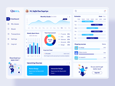 Elearning Dashboard - Student Version chart class classroom course courses education elearning elearning courses learning platform popular design popular shot sajib schedule student top ux ui designer web webdesign website website concept websites