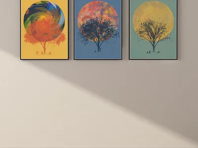 Backyard Print Series adobe illustrator adobe photoshop color dogs halftone posters print seasons swirl texture trees