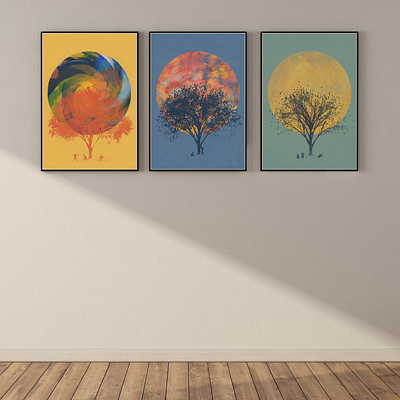 Backyard Print Series adobe illustrator adobe photoshop color dogs halftone posters print seasons swirl texture trees