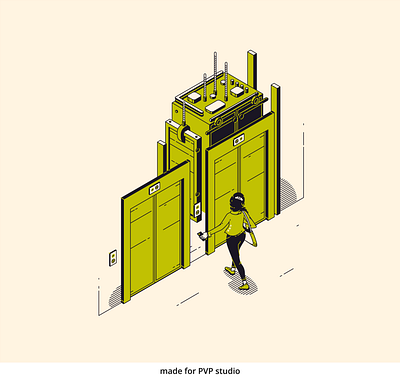 Elevator 2d art creative design drawing fineart illust illustration isometric painting vector