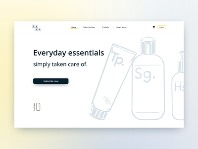 TAKK - Bathroom essentials care cosmetics cosmetics product essentials illustration simply subscription ui design ux design