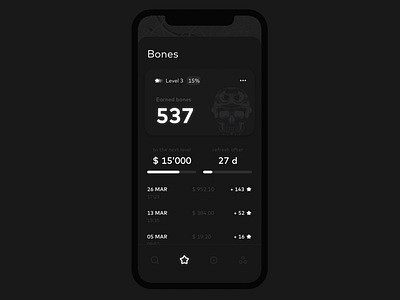 Bonus system with map UI interaction animation app ui bonus dark dark ui interaction iphone x mobile design ui ui interaction ux