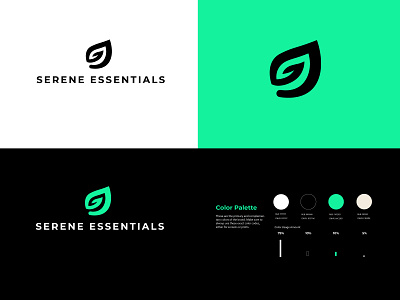 Serene Essentials 2 aromatherapy branding green leaf logo logodesign modern simple