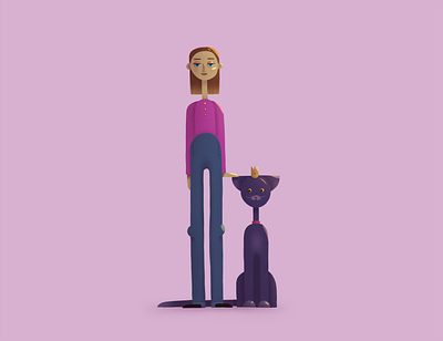 Woman with a cat art cat character character design concept digital flat flat character flat illustration illustration woman illustration