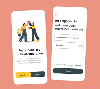 Sign In/ Register app app user branding dashboard data design illustration log in mobile app onboarding typogaphy ui ui ux uidesign uiux user interface user interface design ux ui uxdesign webdesign