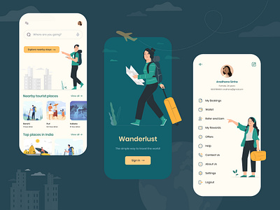Wanderlust adobe adobe illustrator figma green travel ui ui design uiux ux ux design vector