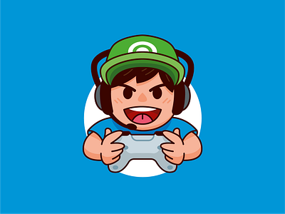 Gamer Boy Character Mascot cartoon character emoticon entertainment flat funny gamer gamer logo geek icon illustration joypad logo mascot nerd outline streamer twitch videogame youtuber