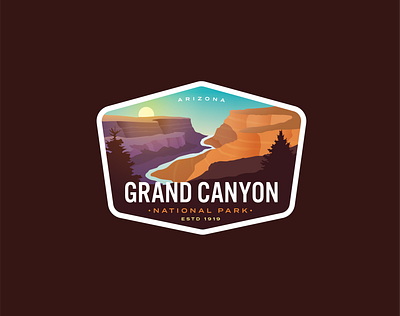 Grand Canyon Redux arizona badge badge logo canyon grand canyon grandma logo nature outdoors river sticker sun vintage