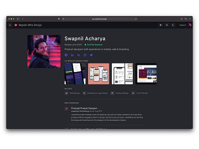 Profile of Nepalis Who Design design desktop interface landing page profile page safari uiux web development webpage webpage design website website concept