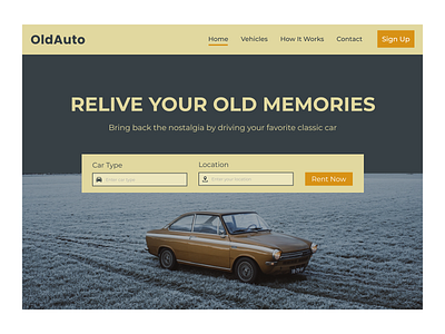 OldAuto - Classic Car Rental Landing Page Exploration car carrental classic classiccar rent rental ui web website